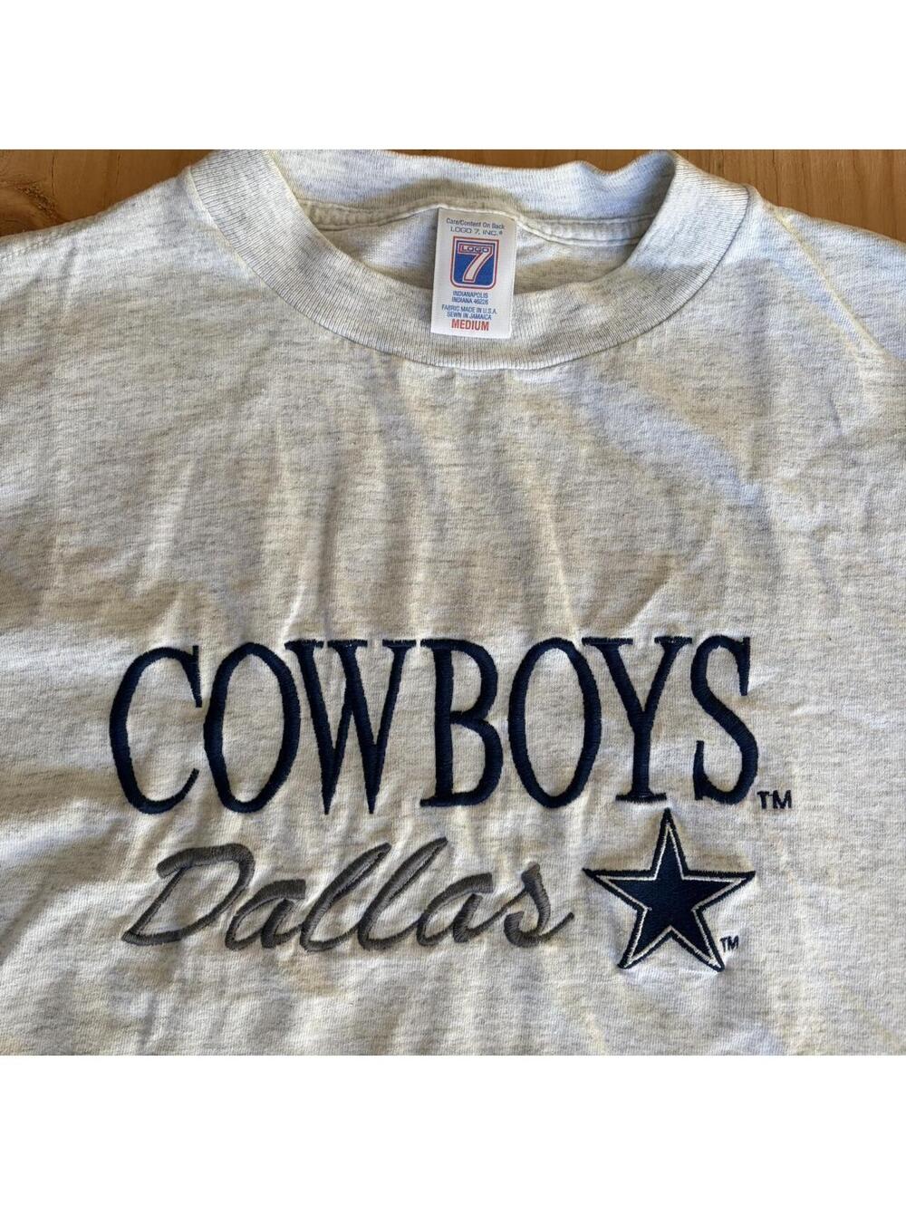Dallas Cowboys grey cotton logo 7  t-shirt [COPY]